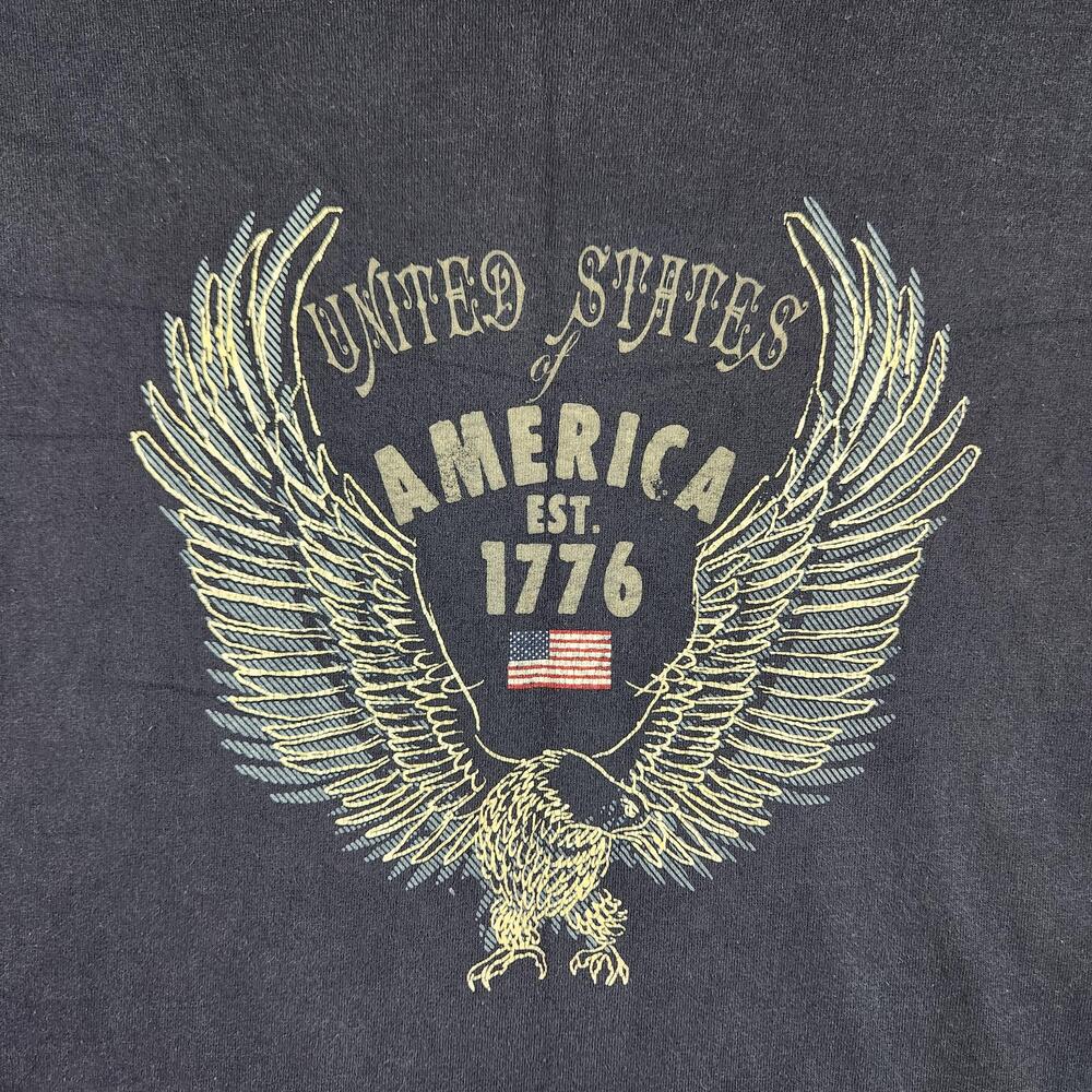 Vintage America 1776 Shirt Mens 2XL Blue Eagle Wings Flag Graphic Patriotic USA